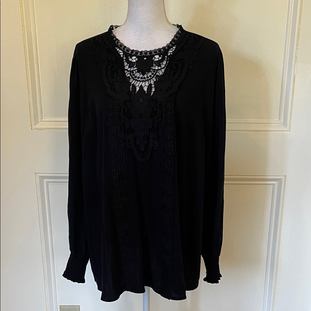 Torrid Elegant Black Crochet Blouse